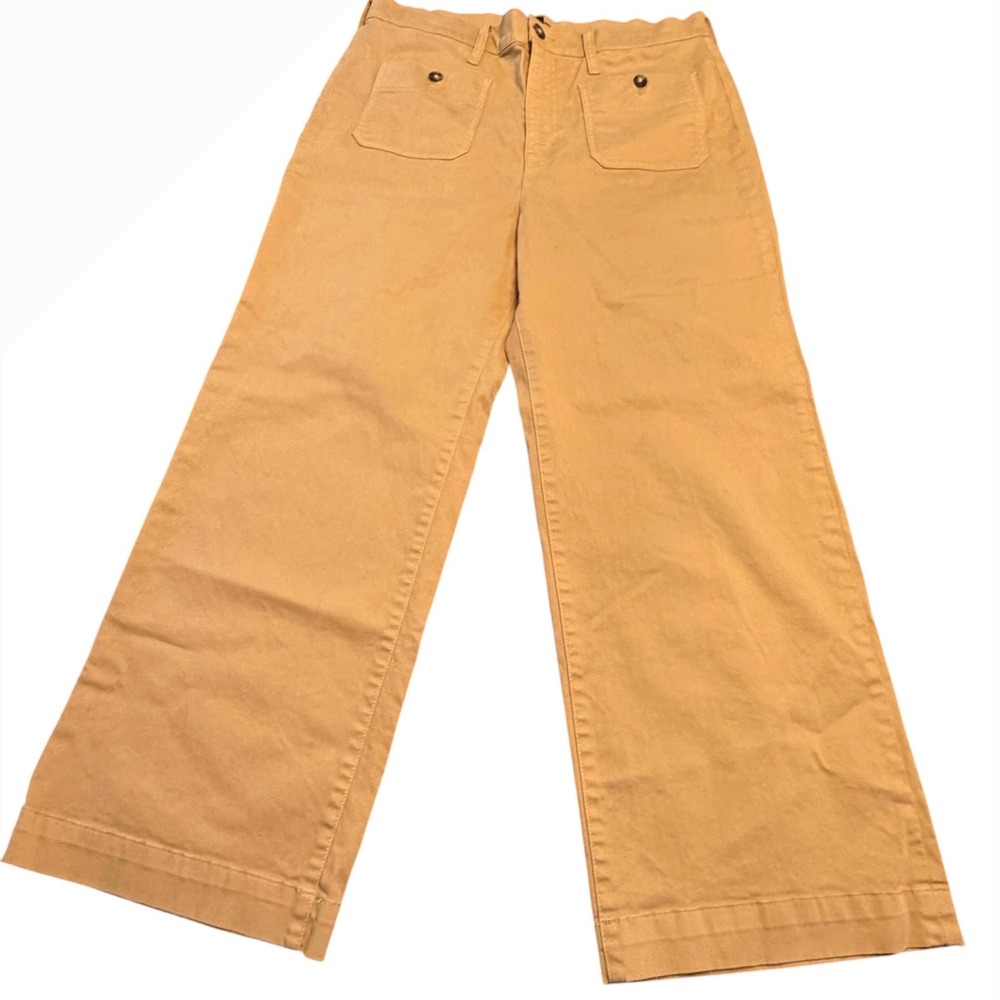J. Crew Sailor Slim Wide Leg Chino Pants Womens Size 30 Cotton Patch Pockets